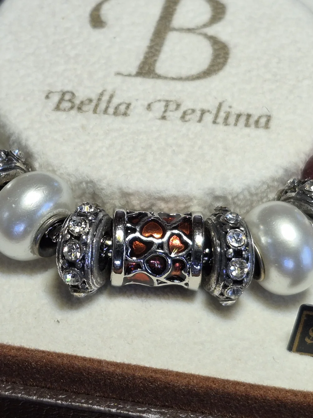 Bella Perlina Silver Charm Bracelet with Pink Accent Bead